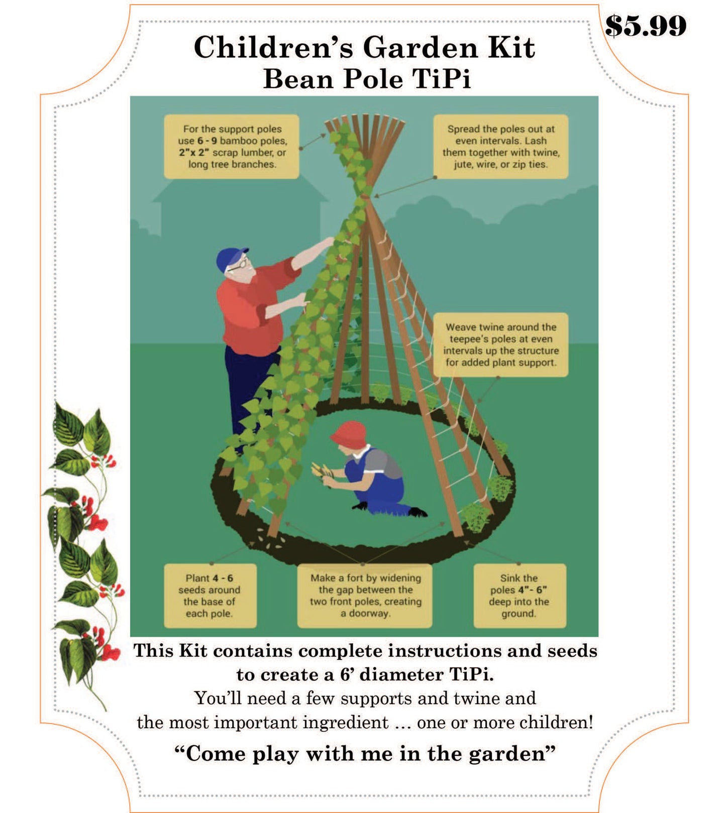 Bean Pole TiPi Children's Garden Kit